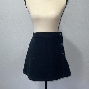 Black Corduroy Wrap Skirt
